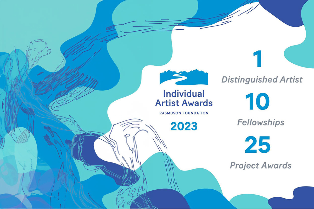 Blue and white graphic for Individual Artist Awards 2023